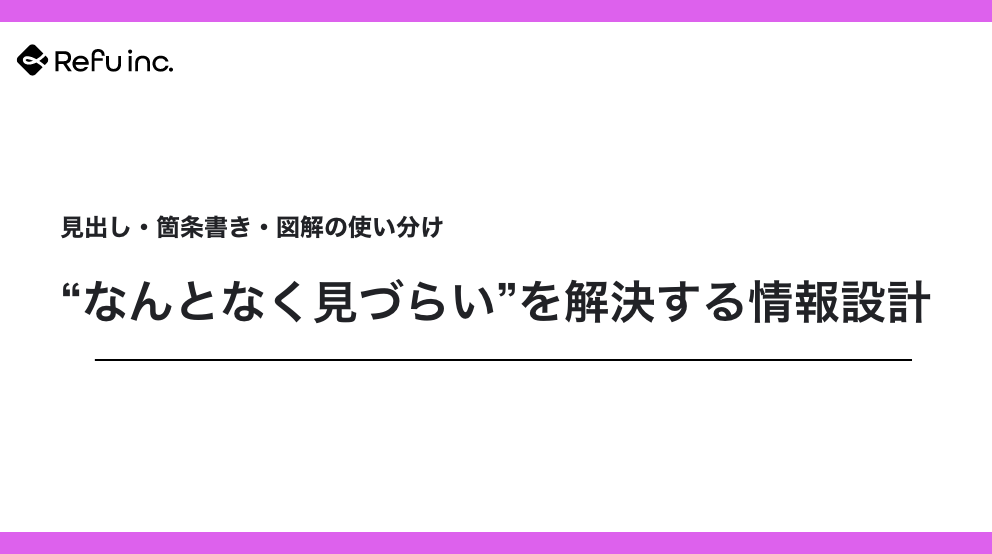  “なんとなく見づらい”を解決する情報設計｜見出し・箇条書き・図解の使い分け
